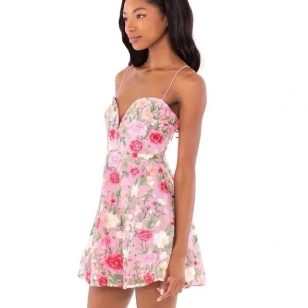 For Love And Lemons Pink Floral Mini Dress